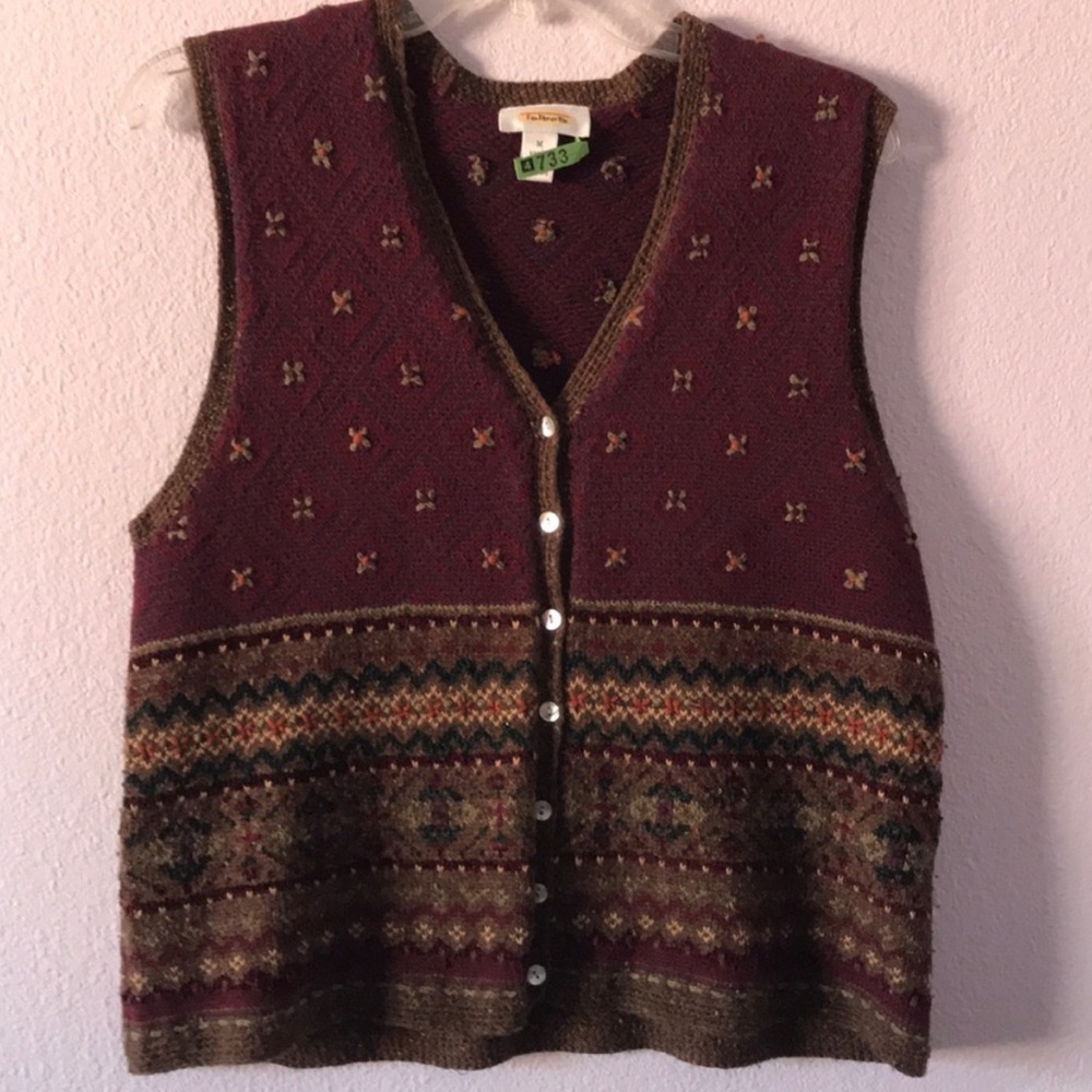 Vintage multicolored Talbots cotton knitted vest